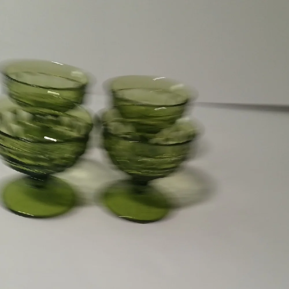 Vintage Indiana Glass Whitehall Dessert Goblets Set Of Four In Avocado Green